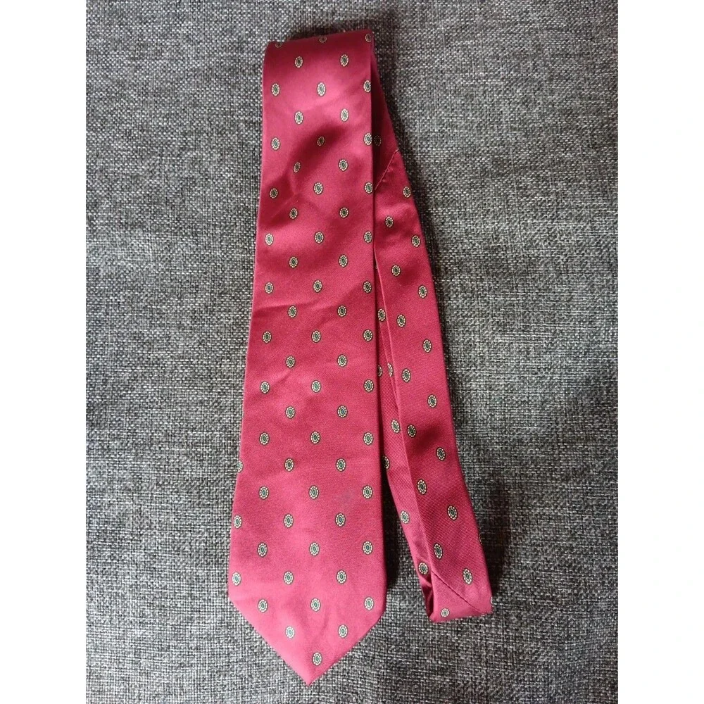 Tie 70s 80s 90s Y2K Mens Strawbridge Clothier Silk Red Baige 3.75 Wide 57 Long